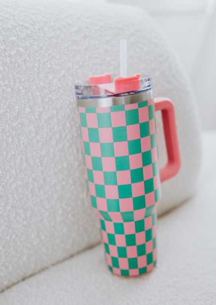 Checkered Stainless Steel Tumbler