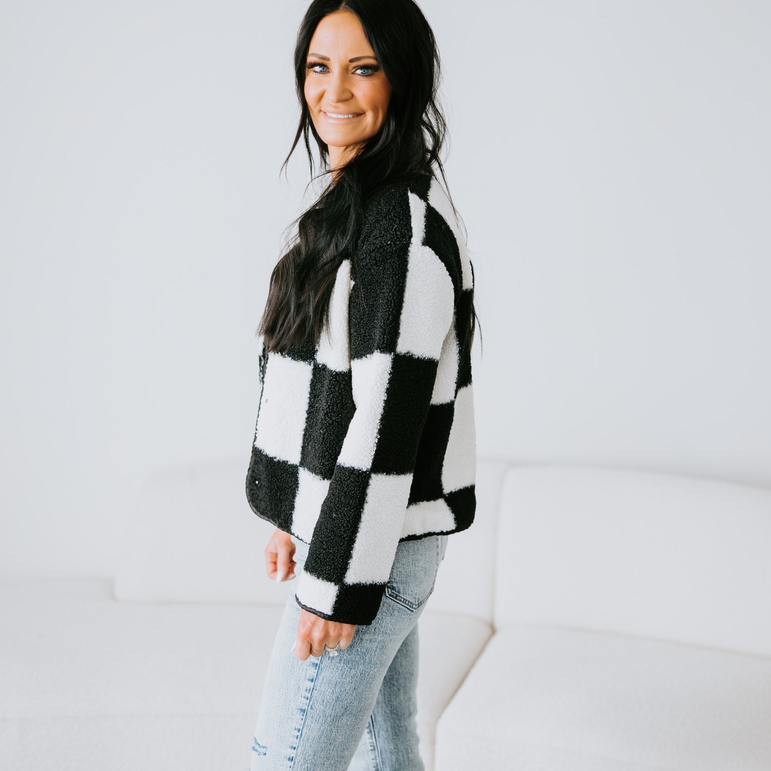 Journee Checkered Fleece Jacket