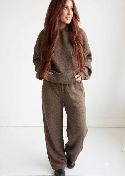 Leopard Throw on Wide Leg Sweatpants by Chelsea DeBoer product view