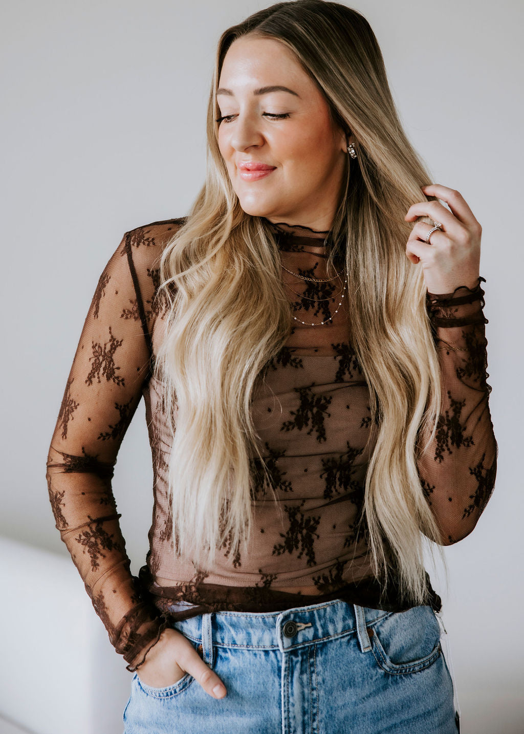 image of Ember Floral Mesh Top