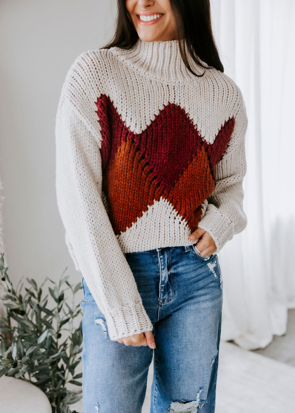 Becka Argyle Turtleneck Sweater