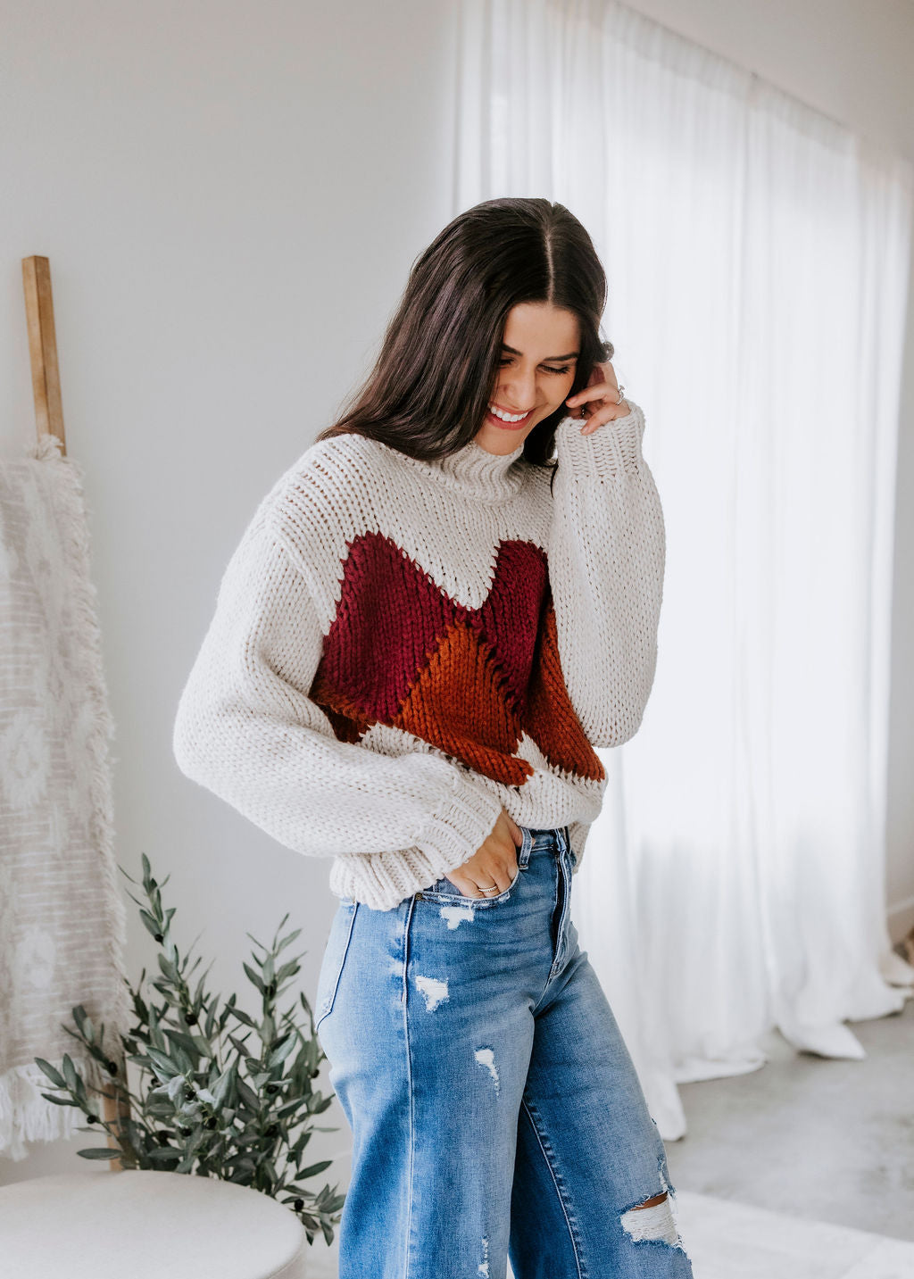 Becka Argyle Turtleneck Sweater