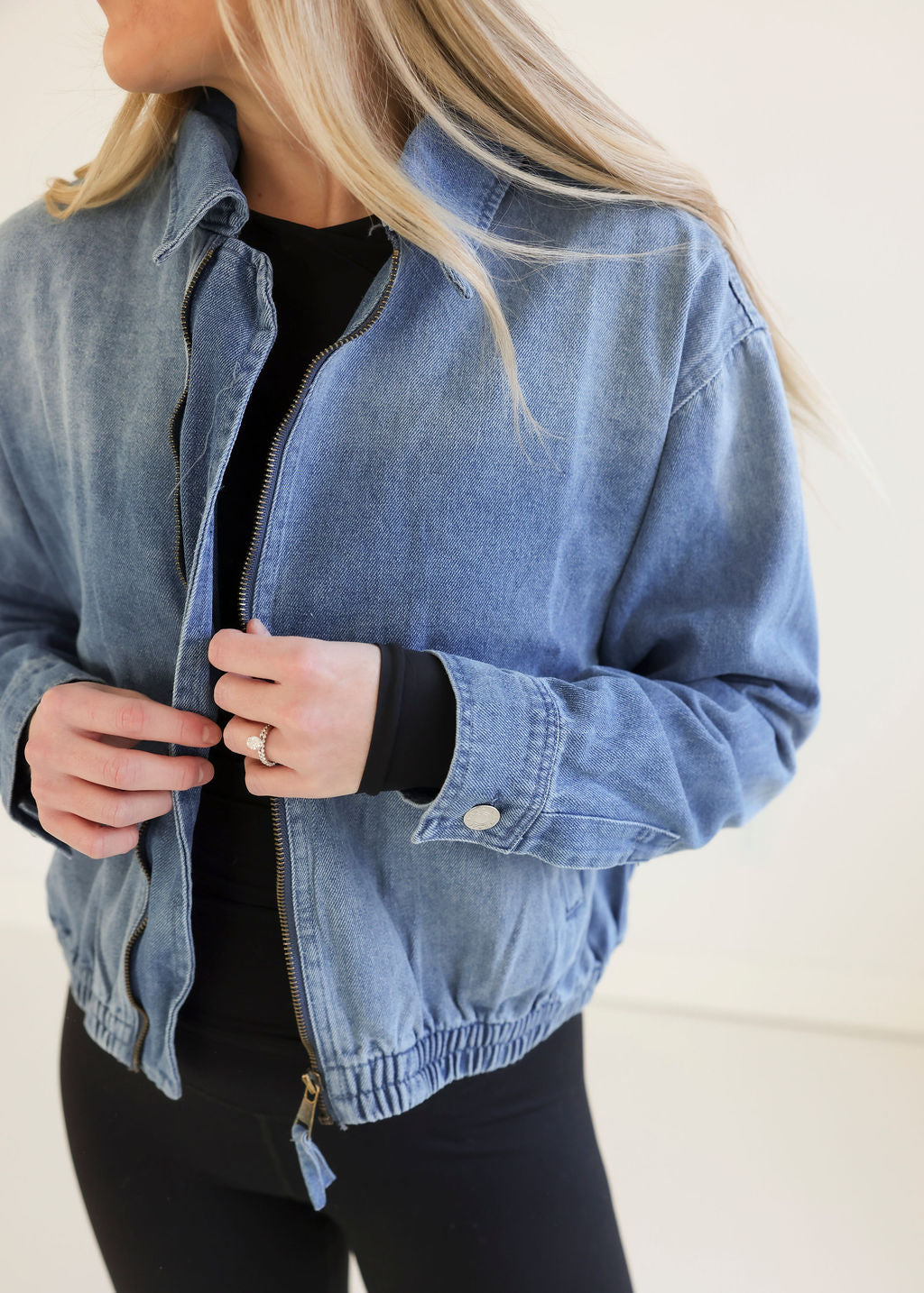 Shanae Denim Bomber Jacket