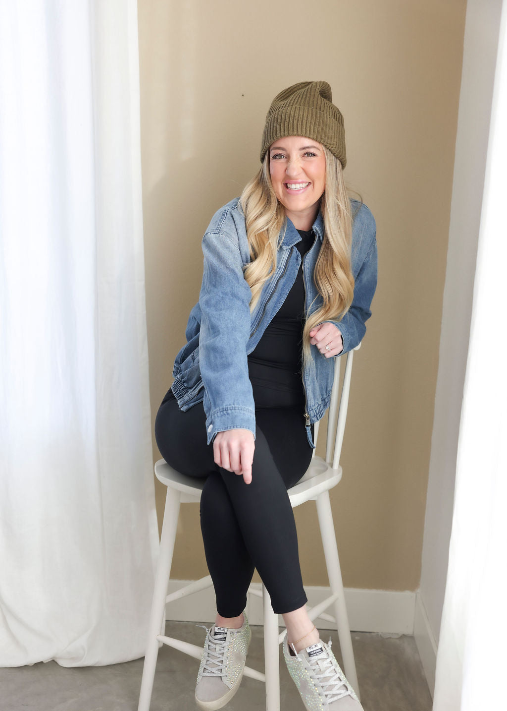 Shanae Denim Bomber Jacket