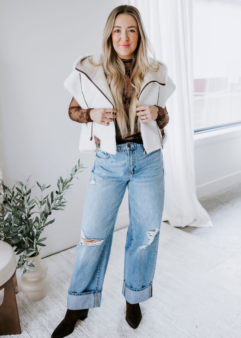 Vesper Faux Mink Hooded Vest