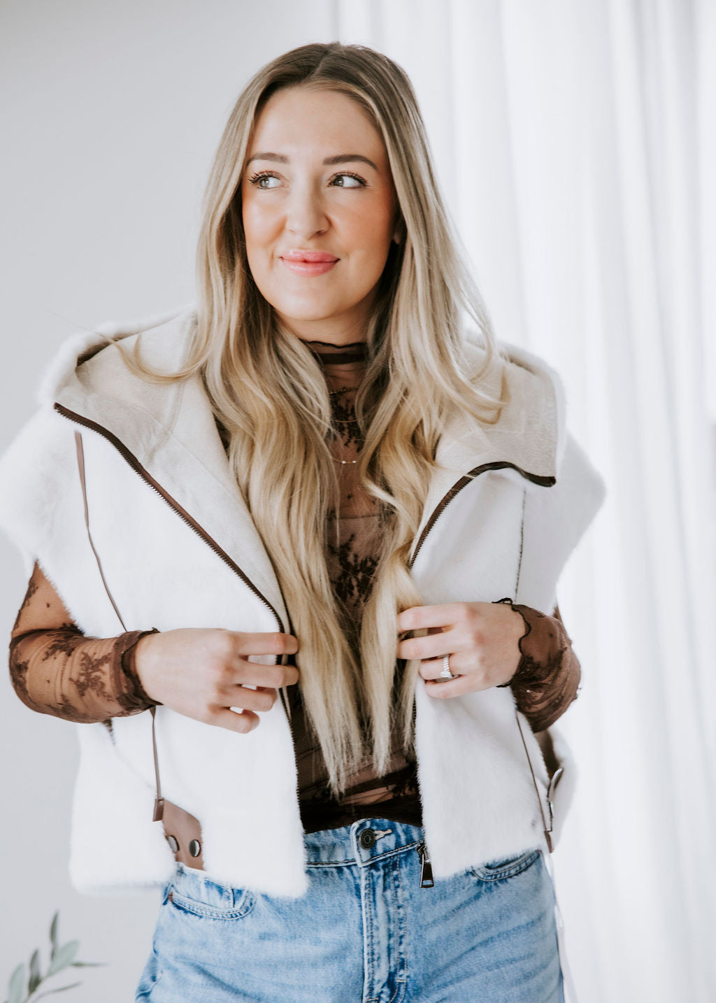 image of Vesper Faux Mink Hooded Vest