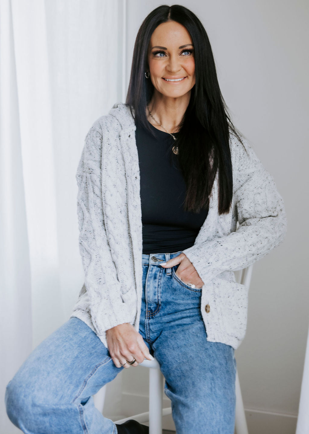 Angela Pocketed Oversized Cardigan