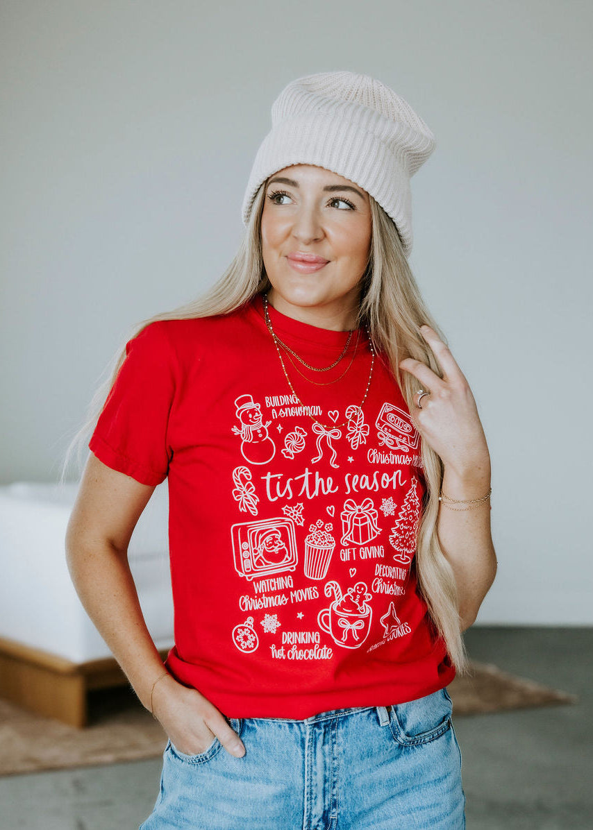 Tis The Season Whimsical Doodle Graphic Tee