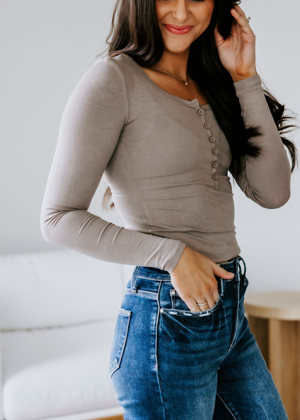 Jaiden Ribbed Henley Top