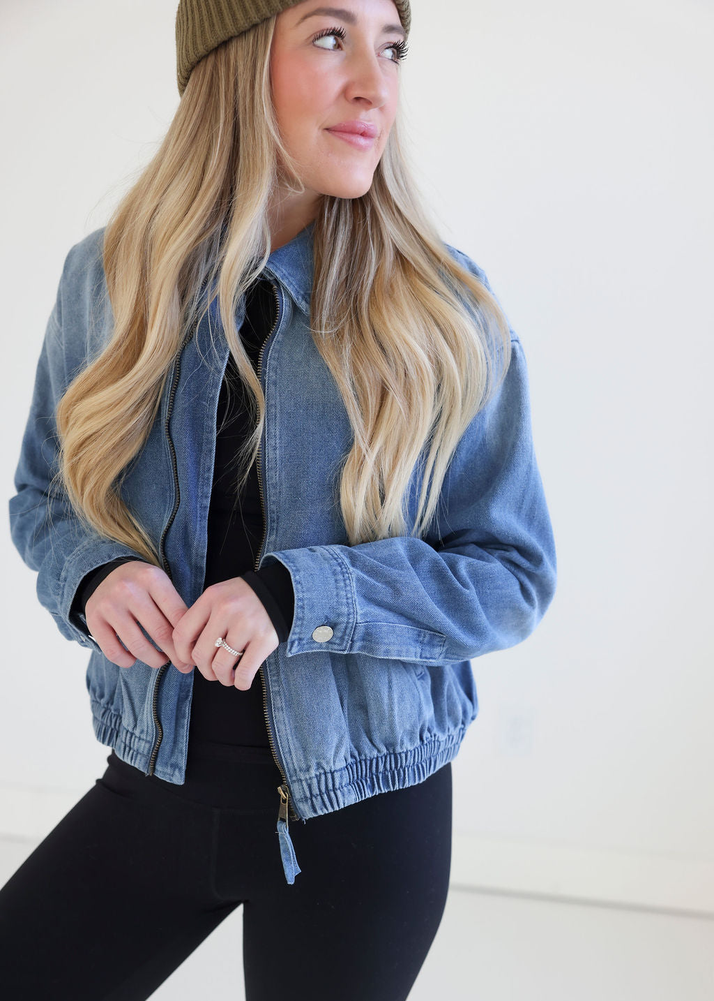 Shanae Denim Bomber Jacket
