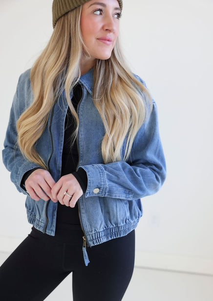 Shanae Denim Bomber Jacket product view