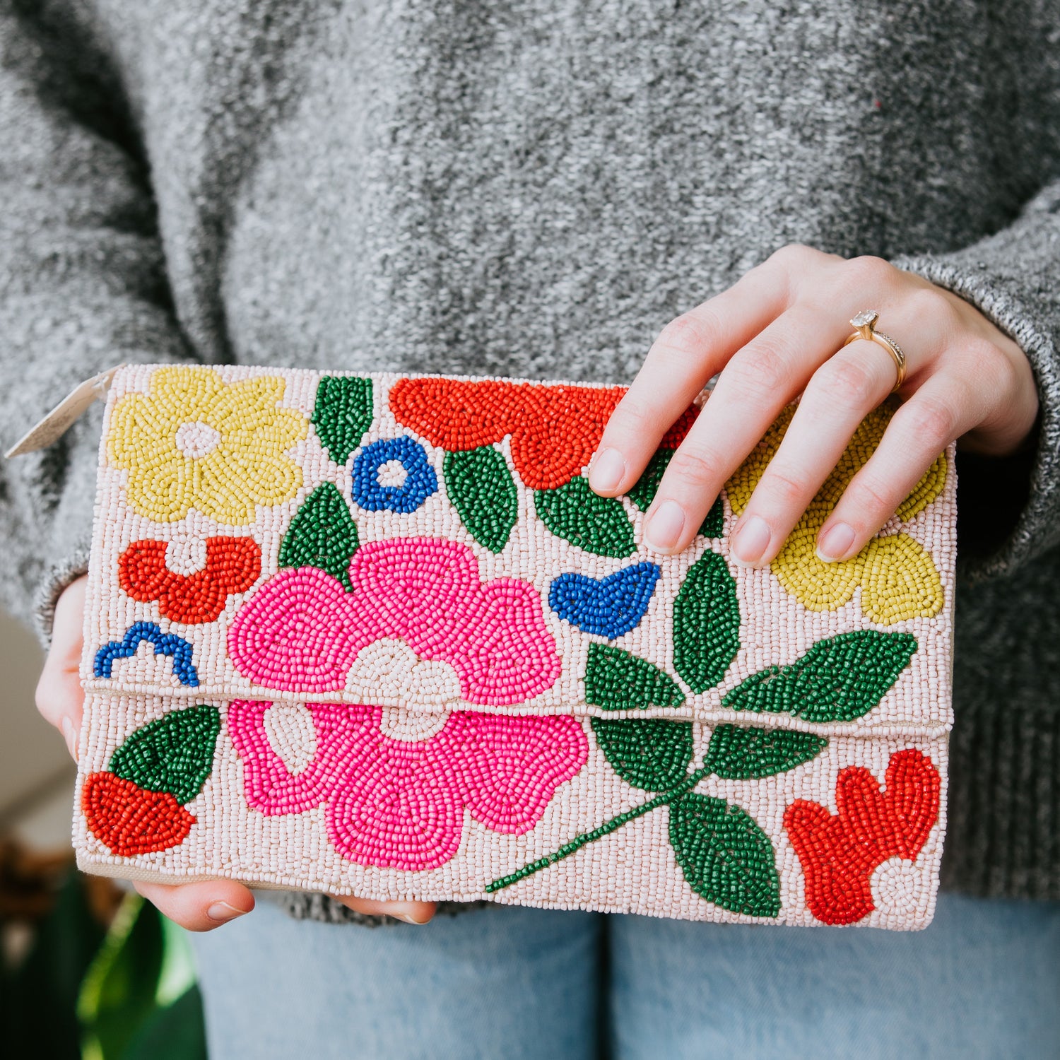 Floral Beaded Clutch