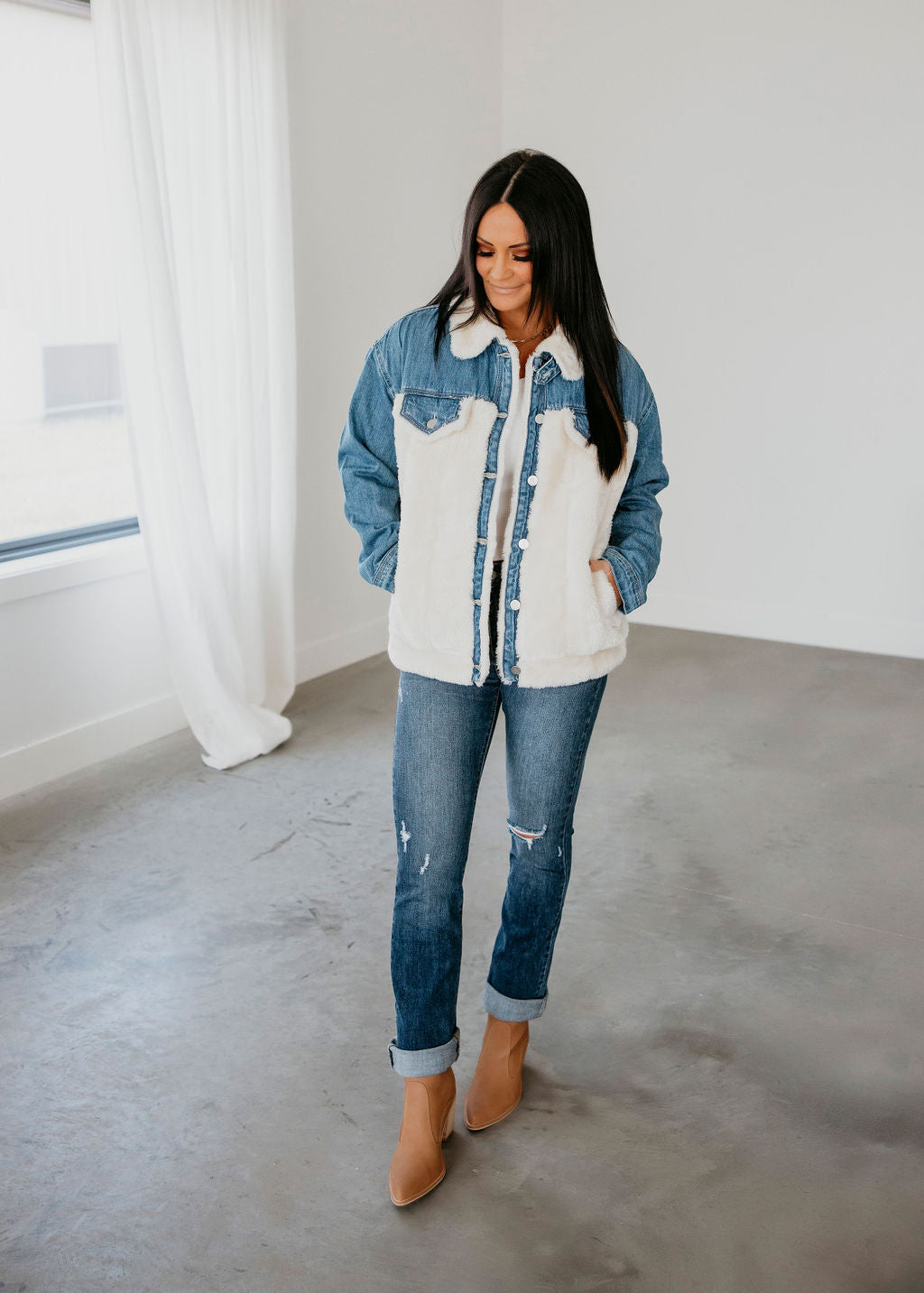 Zoey Sherpa Denim Jacket