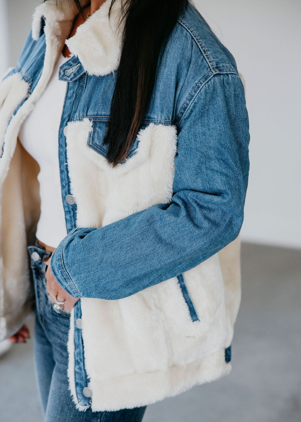 Zoey Sherpa Denim Jacket