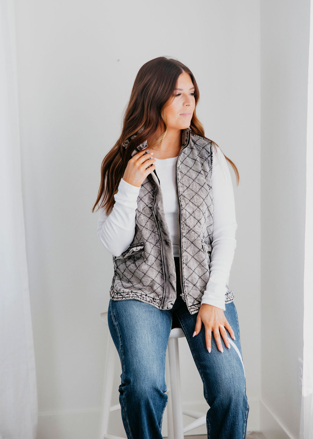 Penny Quilted Zip Front Vest