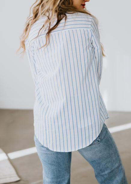 Saber Striped Button Down Top