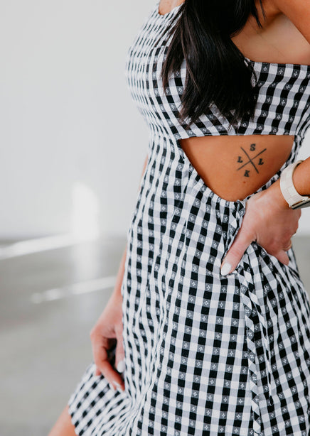 cut out gingham dress Green Gingham Maxi Dress