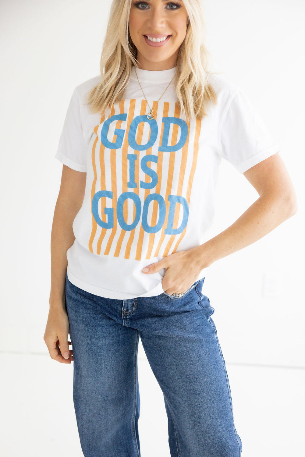 God Is Good Striped Graphic Tee