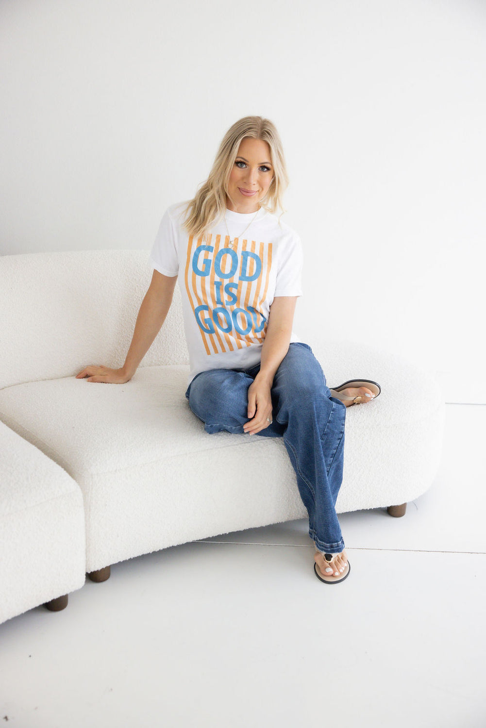 God Is Good Striped Graphic Tee