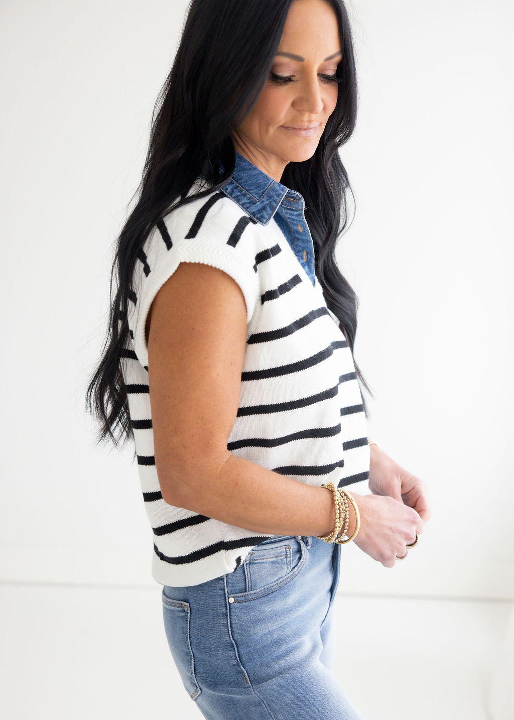 Delaney Denim Collared Vest