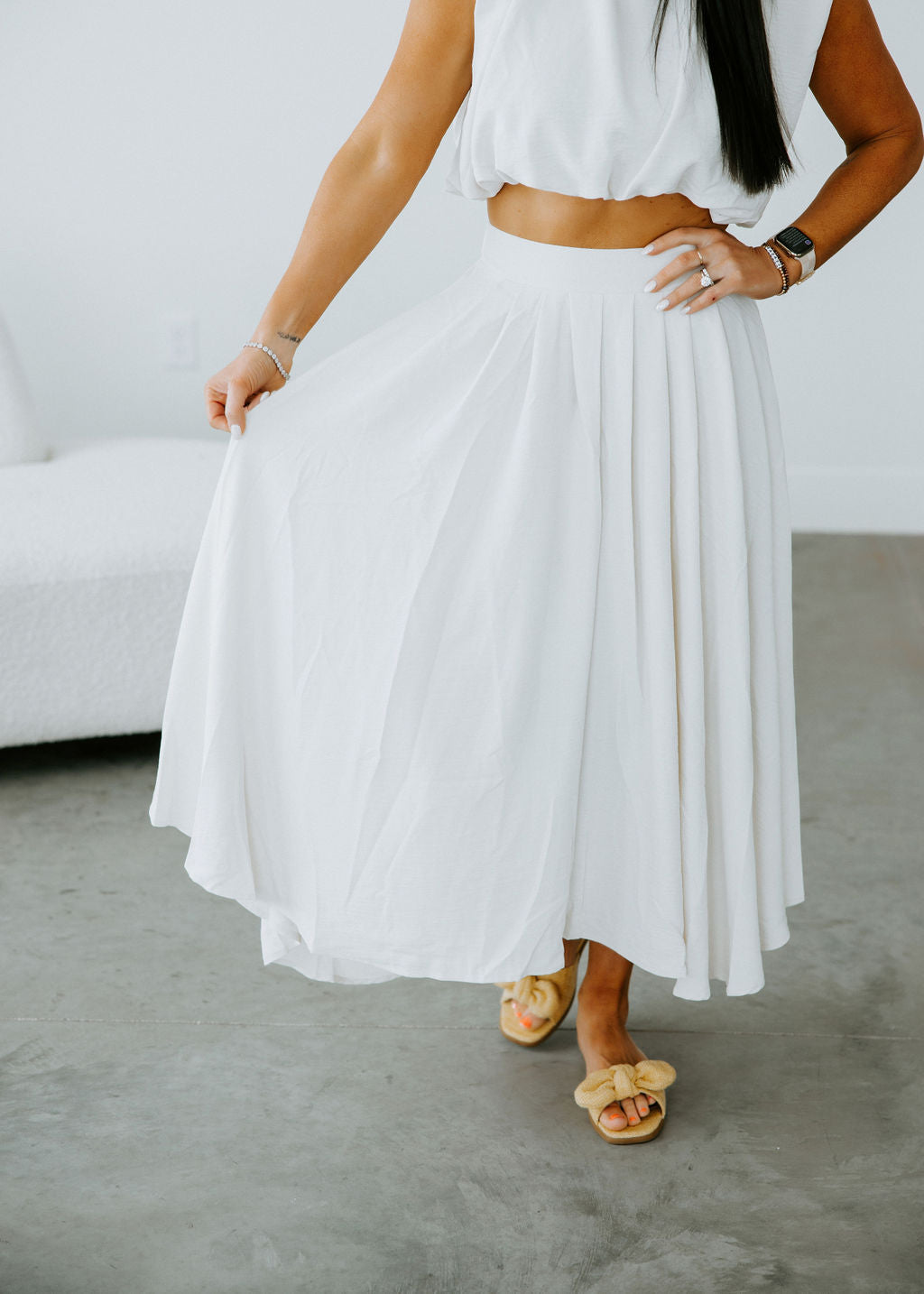 Bay Pleated Midi Skirt