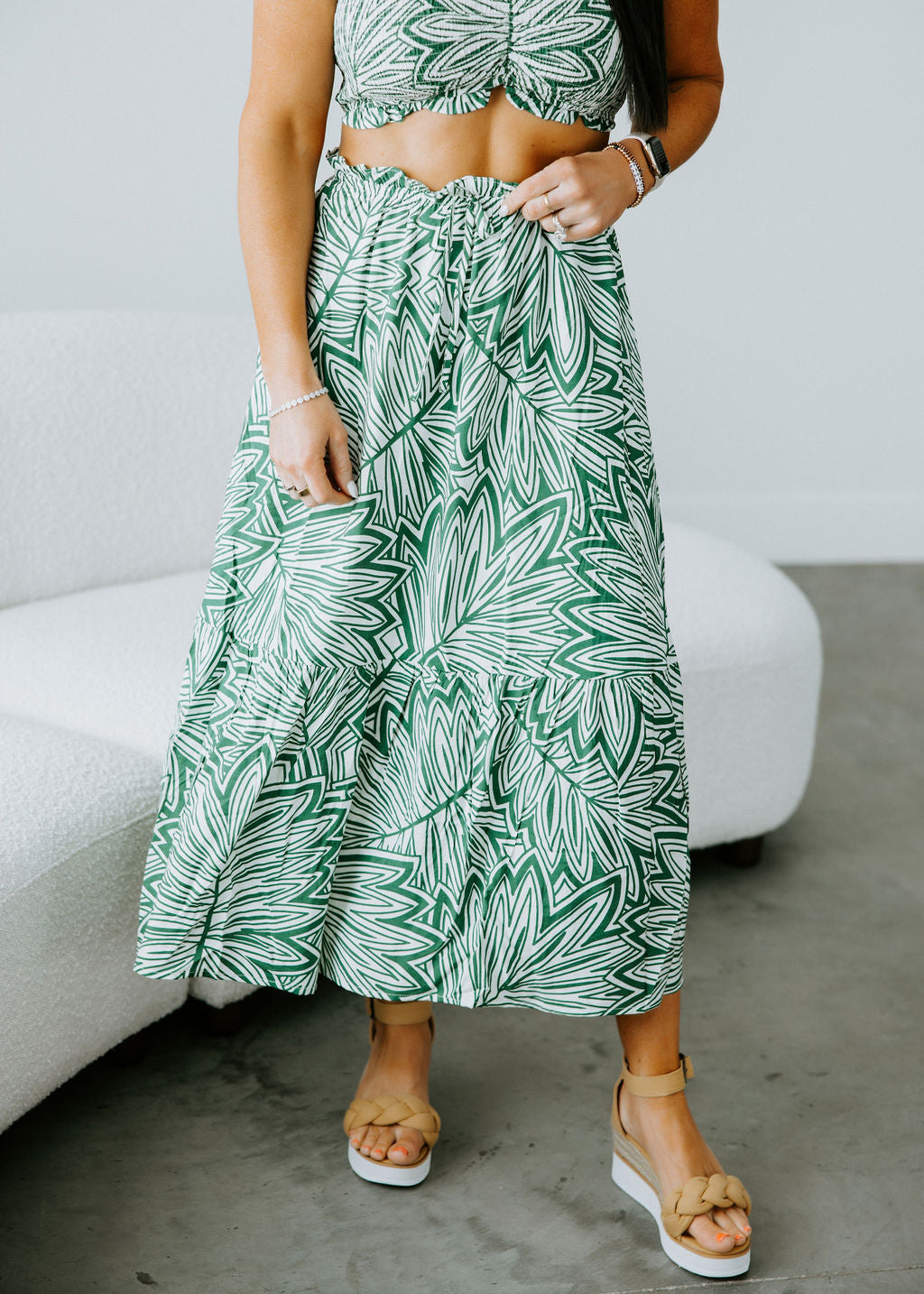 Heat Wave Print Midi Skirt