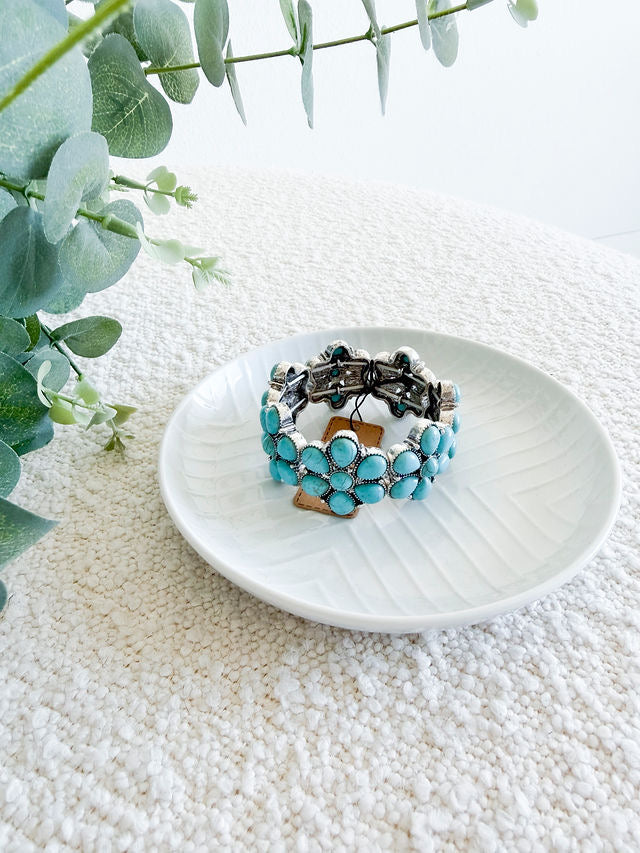 Floral Stone Cuff Bracelet