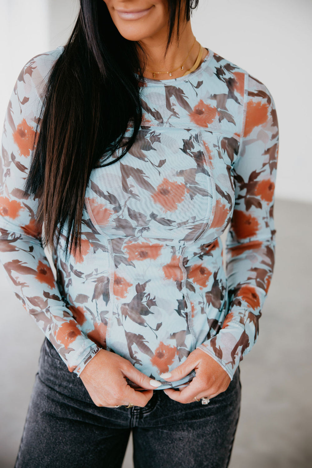 Lucia Floral Sheer Top