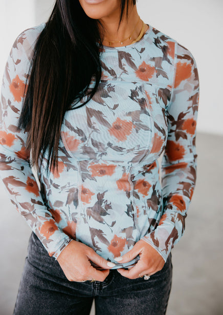 Lucia Floral Sheer Top