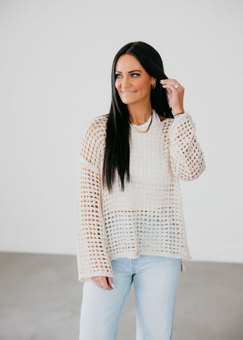 Kyla Crochet Pullover Sweater