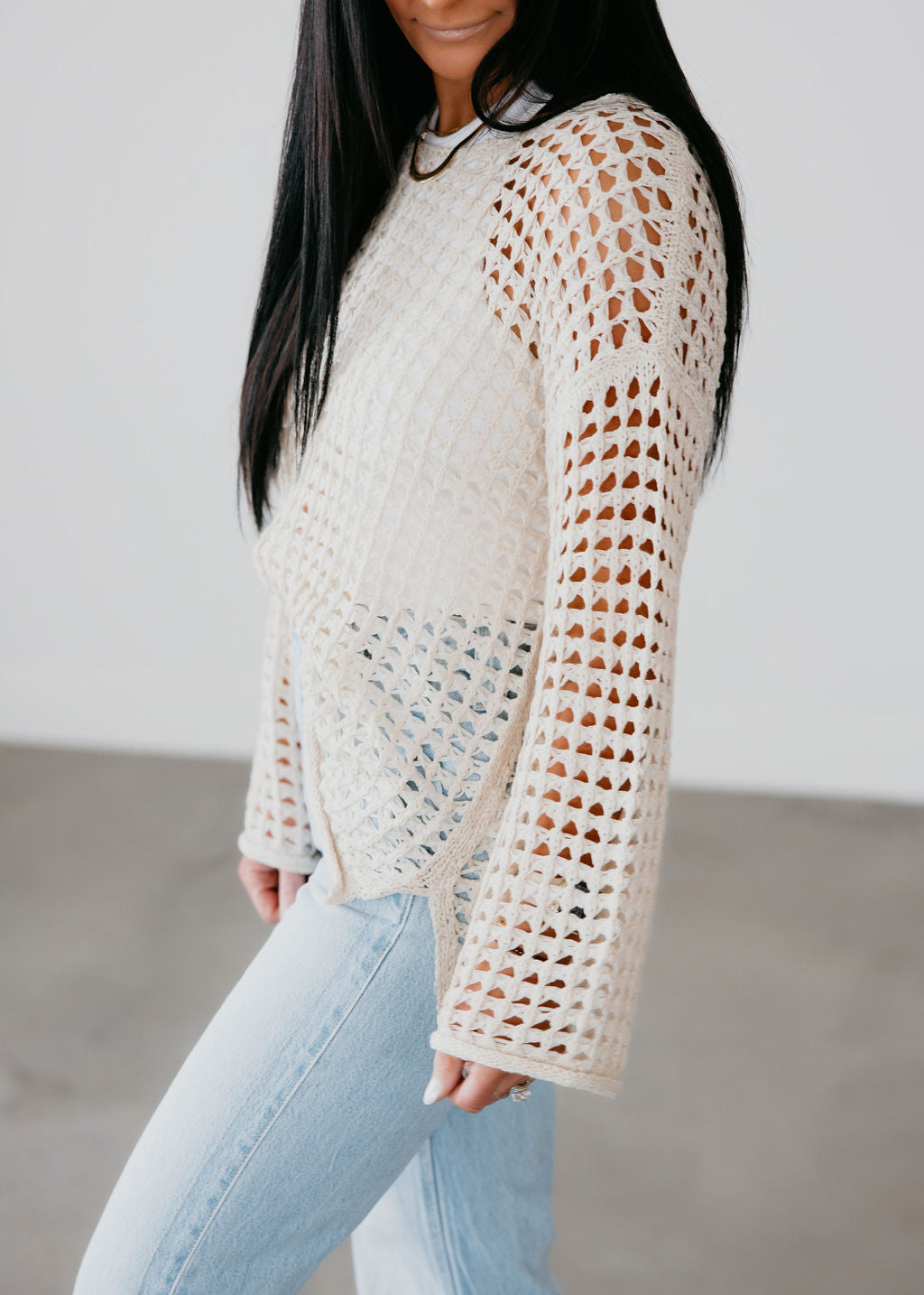 Kyla Crochet Pullover Sweater