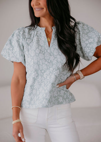 Frida Floral Textured Top