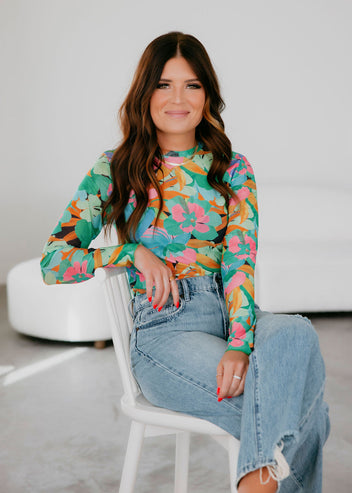 Anica Floral Mesh Top