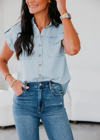 Ellie Striped Button Down Top