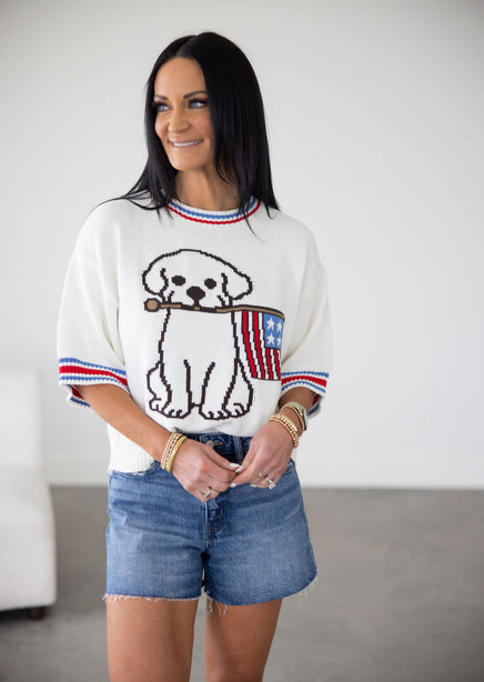 Patriotic Dog Knit Top product view