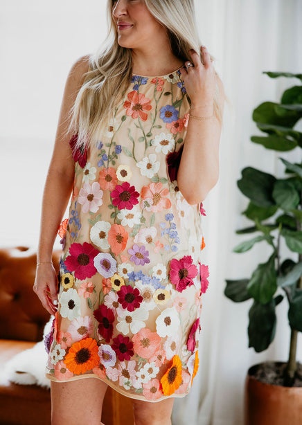 Anisa Floral Embroidered Dress product view