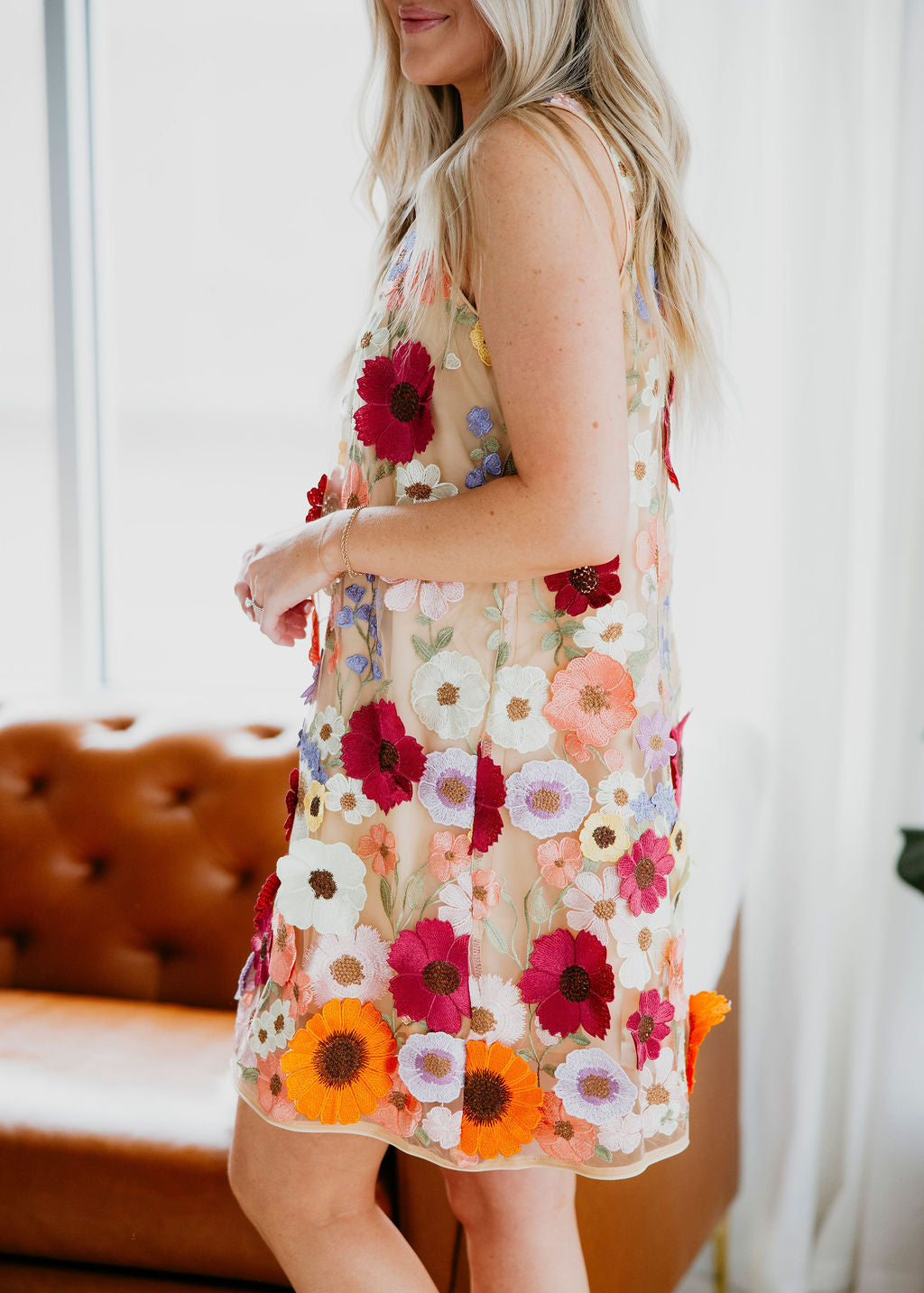 Anisa Floral Embroidered Dress