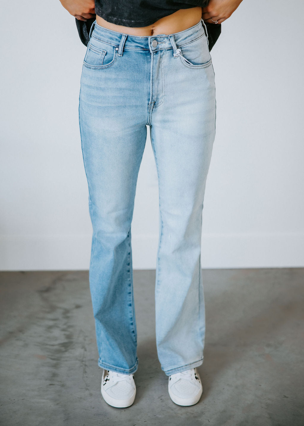 image of Curvy Sidney Two Tone Bootcut Jeans