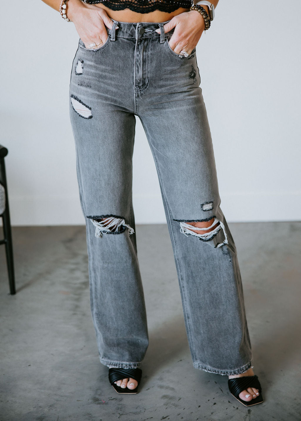 The Leslie High Waist Vintage Flare Jean - Black