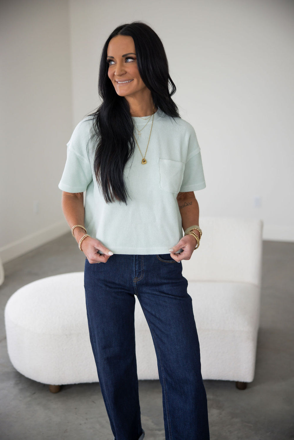 Jersie Ribbed Knit Tee
