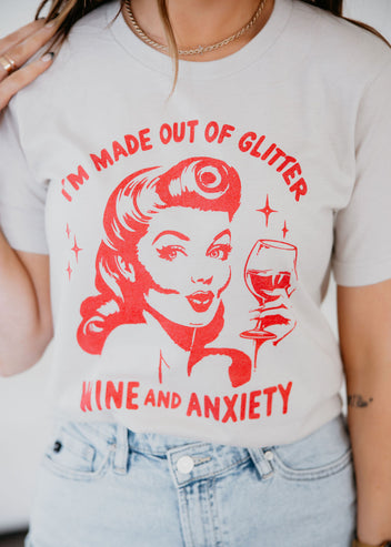 Glitter Wine and Anxiety Graphic Tee