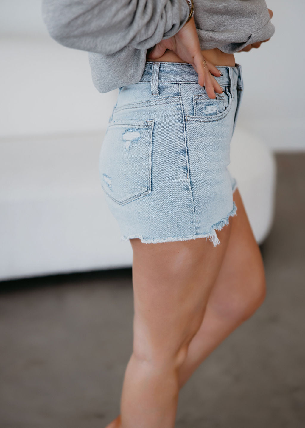 Milly Vervet Distressed Hem Shorts