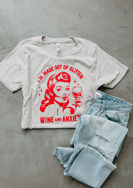 Glitter Wine and Anxiety Graphic Tee