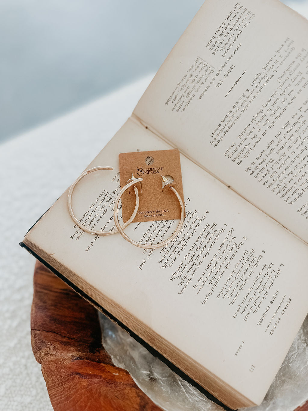 image of Hammered Gold Hoop Earrings