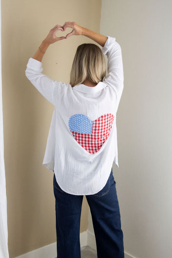 American Flag Heart Button Down