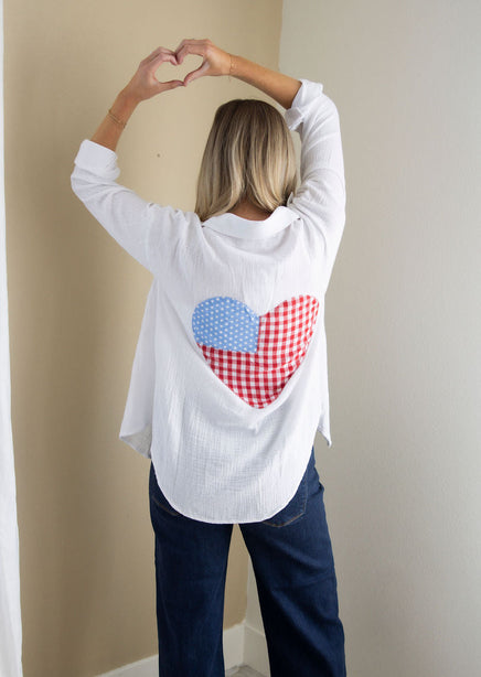 American Flag Heart Button Down product view