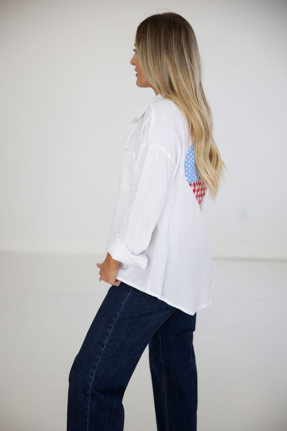 American Flag Heart Button Down