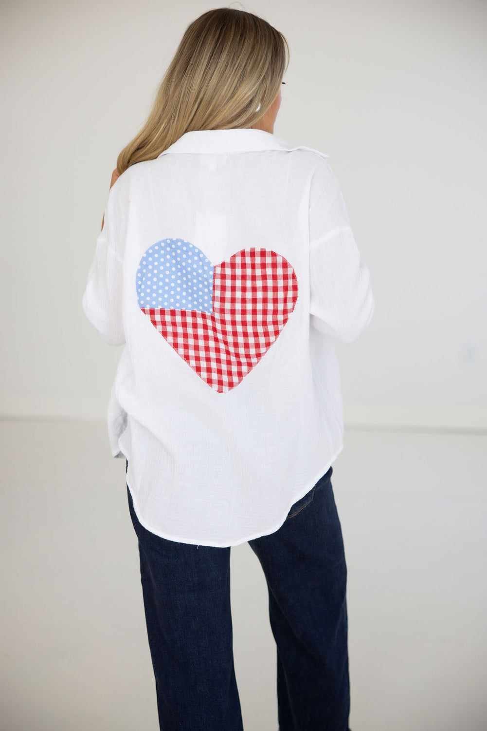 American Flag Heart Button Down