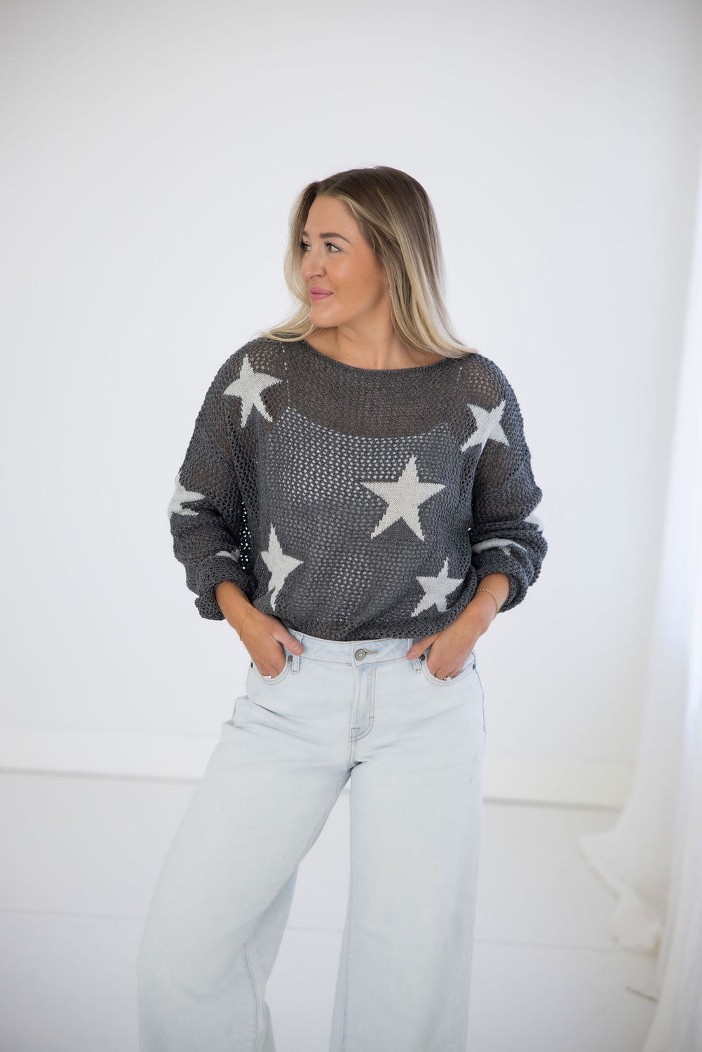 Stars Open Knit Sweater