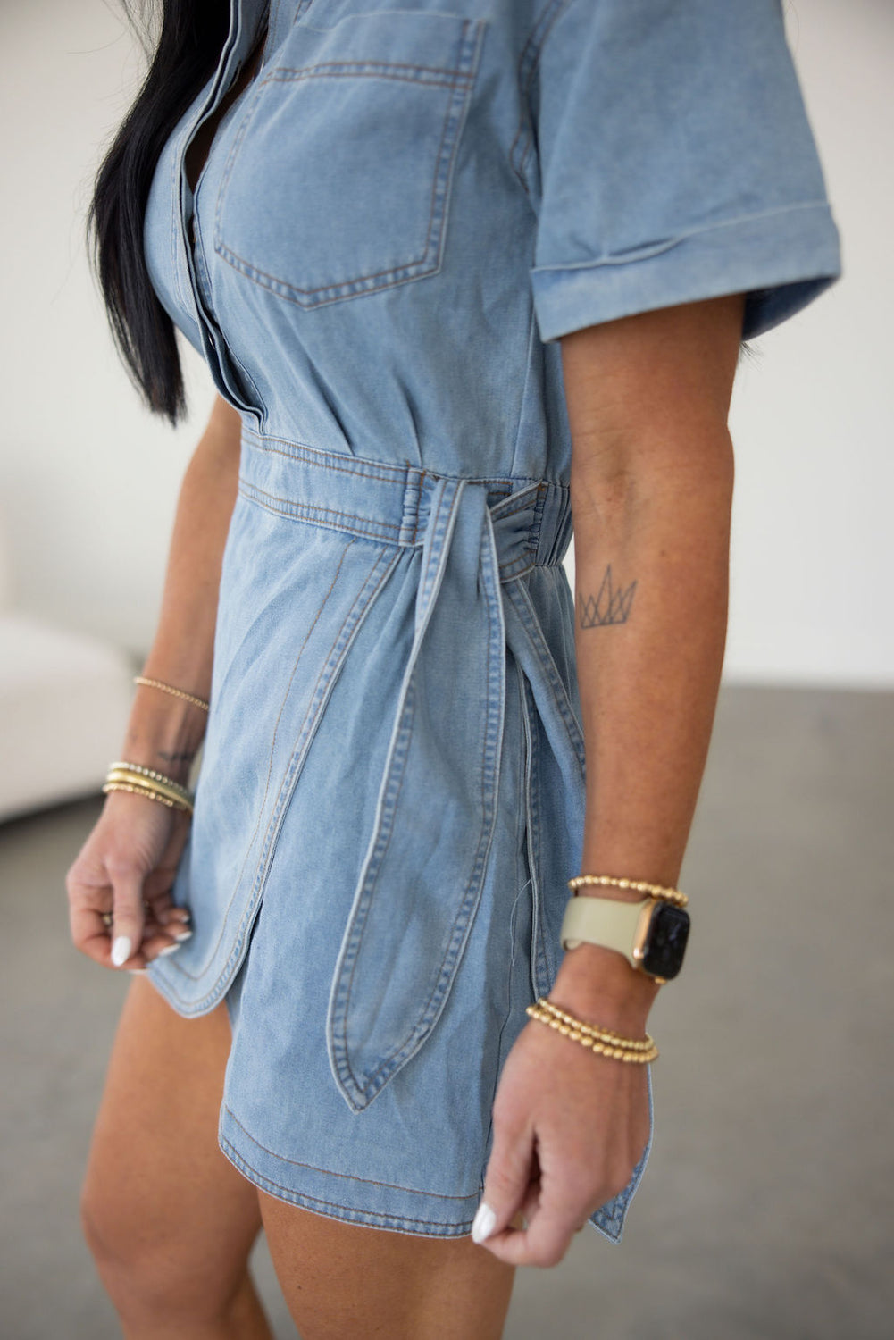 Juni Wrap Denim Mini Dress